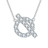 925 Sterling Silver Elegant Silver Zircon-studded Initial Q Pendant Necklace