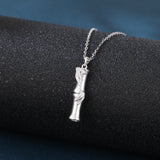 925 Sterling Silver Elegant Silver Bamboo Pendant Necklace