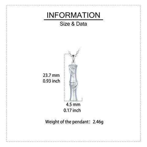 925 Sterling Silver Elegant Silver Bamboo Pendant Necklace