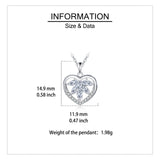 925 Sterling Silver Elegant Silver Heart-shaped Zircon Floral Pendant Necklace