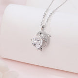 925 Sterling Silver Elegant Dolphin Heart-shaped Zircon Pendant Necklace