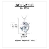 925 Sterling Silver Elegant Dolphin Heart-shaped Zircon Pendant Necklace