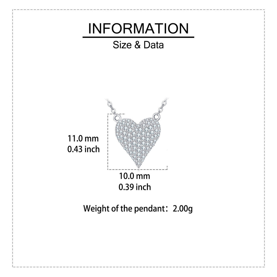 925 Sterling Silver Elegant Zircon Heart Pendant Necklace