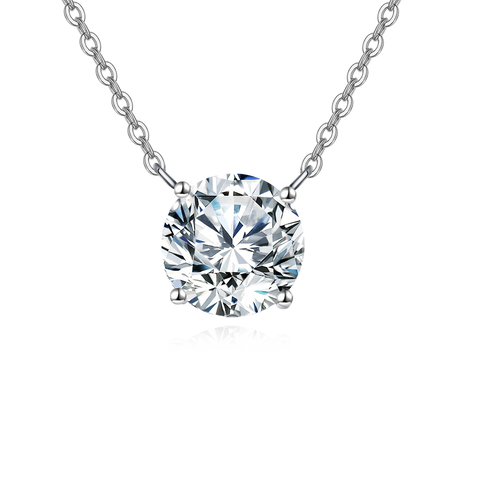 925 Sterling Silver Elegant Solitaire Zircon Necklace With Six-prong Setting