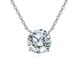 925 Sterling Silver Elegant Solitaire Zircon Necklace With Six-prong Setting