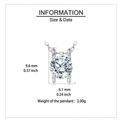 925 Sterling Silver Elegant Solitaire Zircon Pendant Necklace In Plated with White Gold