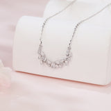 925 Sterling Silver Elegant Zircon Wave Necklace With Cascading Emerald-cut Stones On Delicate Silver Chain