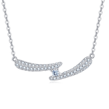 925 Sterling Silver Elegant Silver Zircon Smile Wave Pendant Necklace