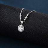 925 Sterling Silver Elegant Zircon Halo Necklace: Timeless Luxury With Sparkling Accents