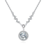 925 Sterling Silver Elegant Zircon Halo Necklace: Timeless Luxury With Sparkling Accents