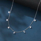 925 Sterling Silver Elegant Asymmetrical Zircon Necklace
