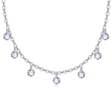 925 Sterling Silver Elegant Asymmetrical Zircon Necklace