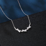925 Sterling Silver Elegant Zigzag Zircon Necklace With Baguette And Round Cut Gems