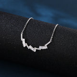 925 Sterling Silver Elegant Zigzag Zircon Necklace With Baguette And Round Cut Gems