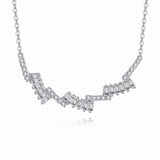 925 Sterling Silver Elegant Zigzag Zircon Necklace With Baguette And Round Cut Gems
