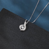 925 Sterling Silver Elegant Zircon Teardrop Pendant Necklace With Sparkling Accents