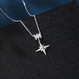 925 Sterling Silver Elegant Zircon Star Pendant Necklace With Sparkling Celestial Charm