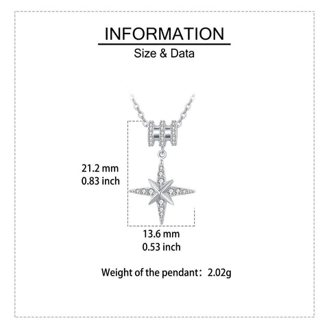 925 Sterling Silver Elegant Zircon Star Pendant Necklace With Sparkling Celestial Charm