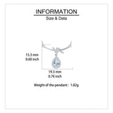 925 Sterling Silver Elegant Zircon Teardrop Necklace With Bow Accent In Sterling Silver