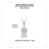 925 Sterling Silver Elegant Plated with White Gold Zircon Halo Pendant Necklace