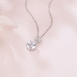 925 Sterling Silver Elegant Zircon Floral Pendant Necklace With Sparkling Center Stone