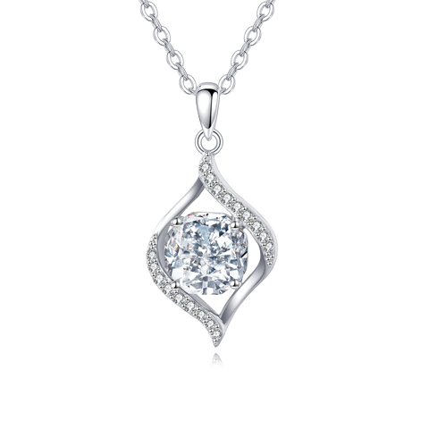925 Sterling Silver Elegant Zircon Pendant Necklace: Timeless Silver Jewelry With Sparkling Accents