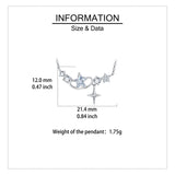 925 Sterling Silver Elegant Star Crystal Heart Necklace In Sterling Silver