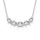 925 Sterling Silver Elegant Zircon Necklace With Five-stone Curved Bar Pendant And Delicate Silver Chain