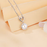 925 Sterling Silver Elegant Heart-shaped Moissanite Pendant Necklace With Chain Link Design