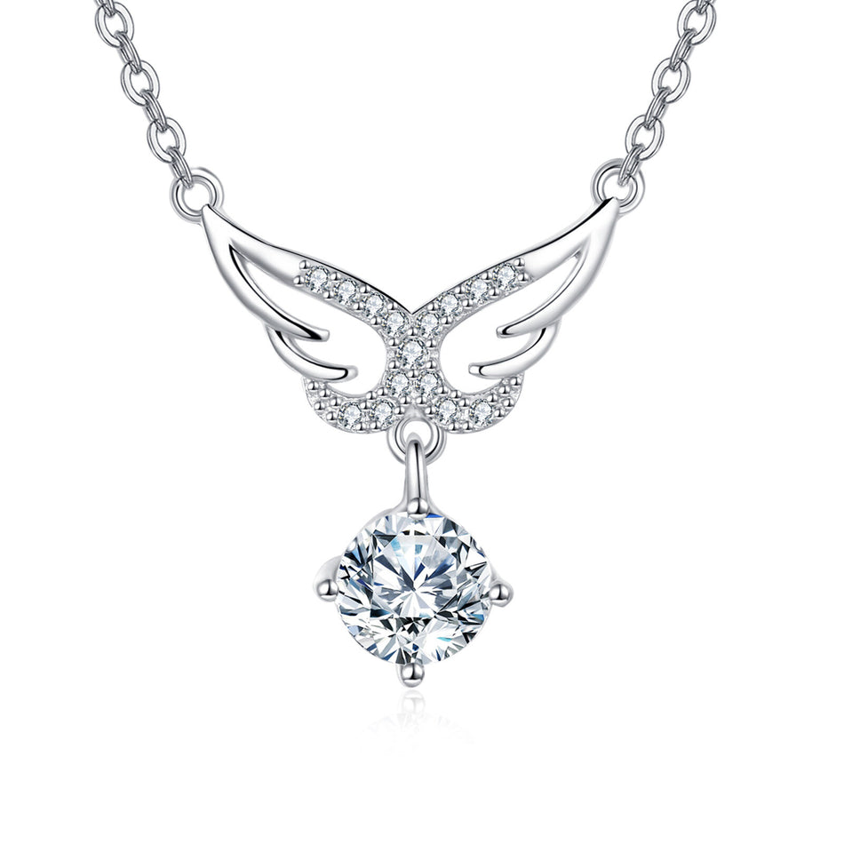 925 Sterling Silver Eternal Wings Moissanite Necklace