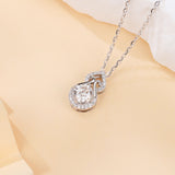 925 Sterling Silver Elegant Moissanite Pendant Necklace With Sparkling Accents