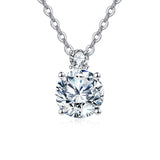 925 Sterling Silver Elegant Moissanite Pendant Necklace With Classic Silver Chain