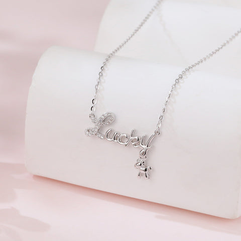 925 Sterling Silver Elegant Lucky Charm Necklace With Zircon-accented Horse Pendant