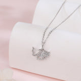 925 Sterling Silver Elegant Zircon Leaf Pendant Necklace: Timeless Feminine Charm