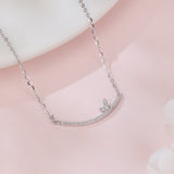 925 Sterling Silver Delicate Zircon Butterfly Pendant Necklace: Elegant Smiling Curve Design