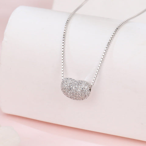 925 Sterling Silver Elegant Zircon Heart Pendant On Silver Chain Necklace