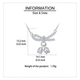 925 Sterling Silver Zircon Bow Necklace With Tulip Charms - Elegant Feminine Jewelry
