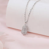 925 Sterling Silver Elegant Teardrop Zircon Pendant Necklace In Sterling Silver