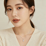 925 Sterling Silver Elegant Teardrop Zircon Pendant Necklace In Sterling Silver