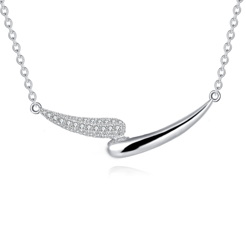 925 Sterling Silver Elegant Silver Zircon Smile Necklace
