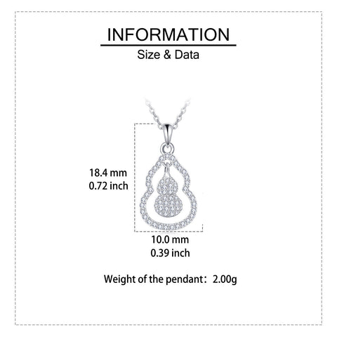 925 Sterling Silver Elegant Zircon-encrusted Gourd Pendant Necklace With Delicate Chain