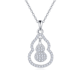 925 Sterling Silver Elegant Zircon-encrusted Gourd Pendant Necklace With Delicate Chain