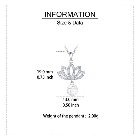 925 Sterling Silver Elegant Lotus Flower Necklace With Sterling Silver And Cubic Zirconia Charm