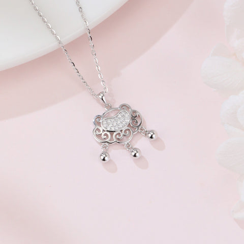 925 Sterling Silver Elegant Silver Heart Pendant Necklace With Intricate Filigree Design And Dangling Beads