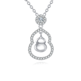 925 Sterling Silver Zircon-encrusted Gourd Pendant Necklace: Fusion Of Elegance And Cultural Symbolism