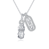 925 Sterling Silver **title:** Elegant Scarab & Oval Zircon Pendant Necklace