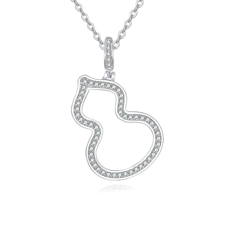 925 Sterling Silver Elegant Silver Zircon Heart-shaped Pendant Necklace With Wavy Design