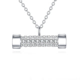 925 Sterling Silver Elegant Zircon-studded Rectangular Pendant Necklace On Silver Chain