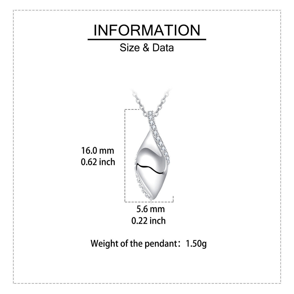 925 Sterling Silver Elegant Teardrop Zircon Necklace With Modern Wavy Design And Sparkling Accents