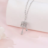 925 Sterling Silver Sterling Silver Carousel Pendant Necklace With Crystal Accents And Charm Bell